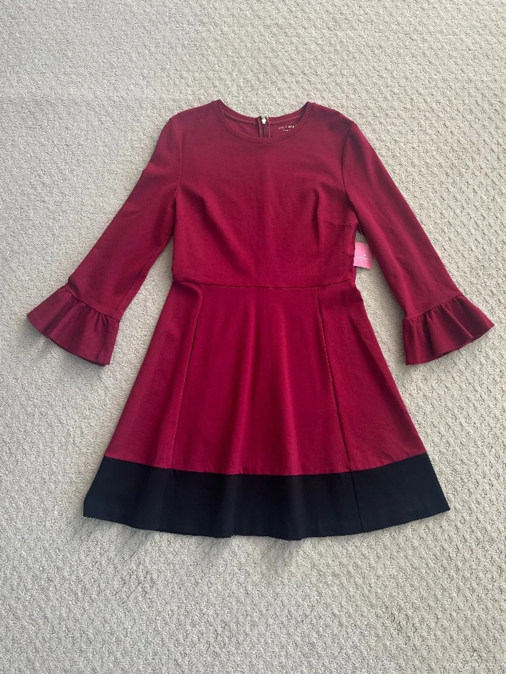 Kate Spade Colorblock Bell Sleeve Ponte Dress Cranberry L Cocktail Party Preppy